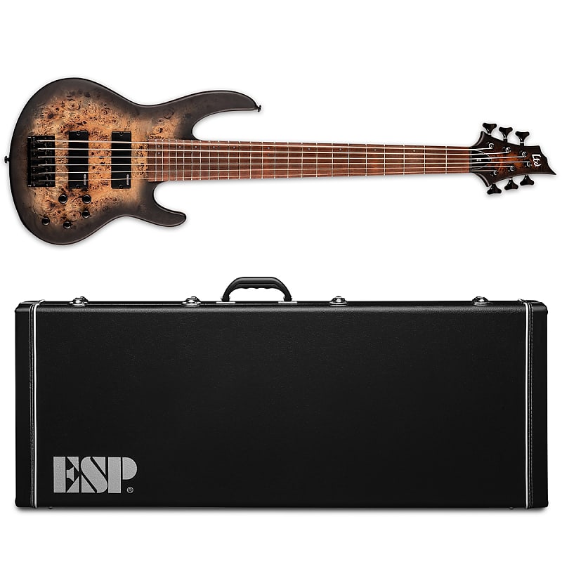 Басс гитара ESP LTD D-6 Burled Poplar Black Natural Burst Satin 6-String Electric Bass + ESP Hard Case D6 D 6 цена и фото