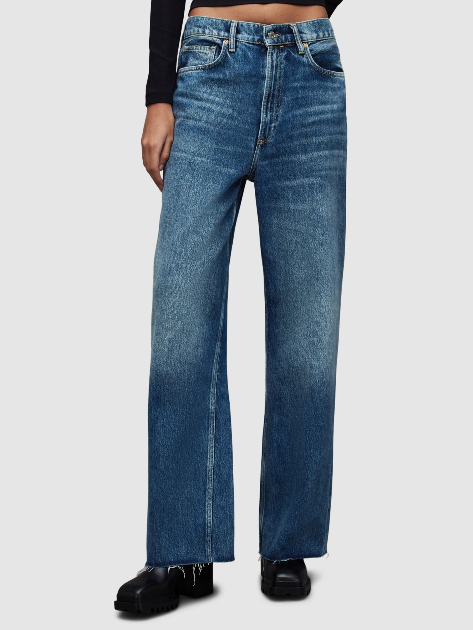 Прямые широкие джинсы Blake AllSaints, темный индиго джинсы curtis с потертостями allsaints серый