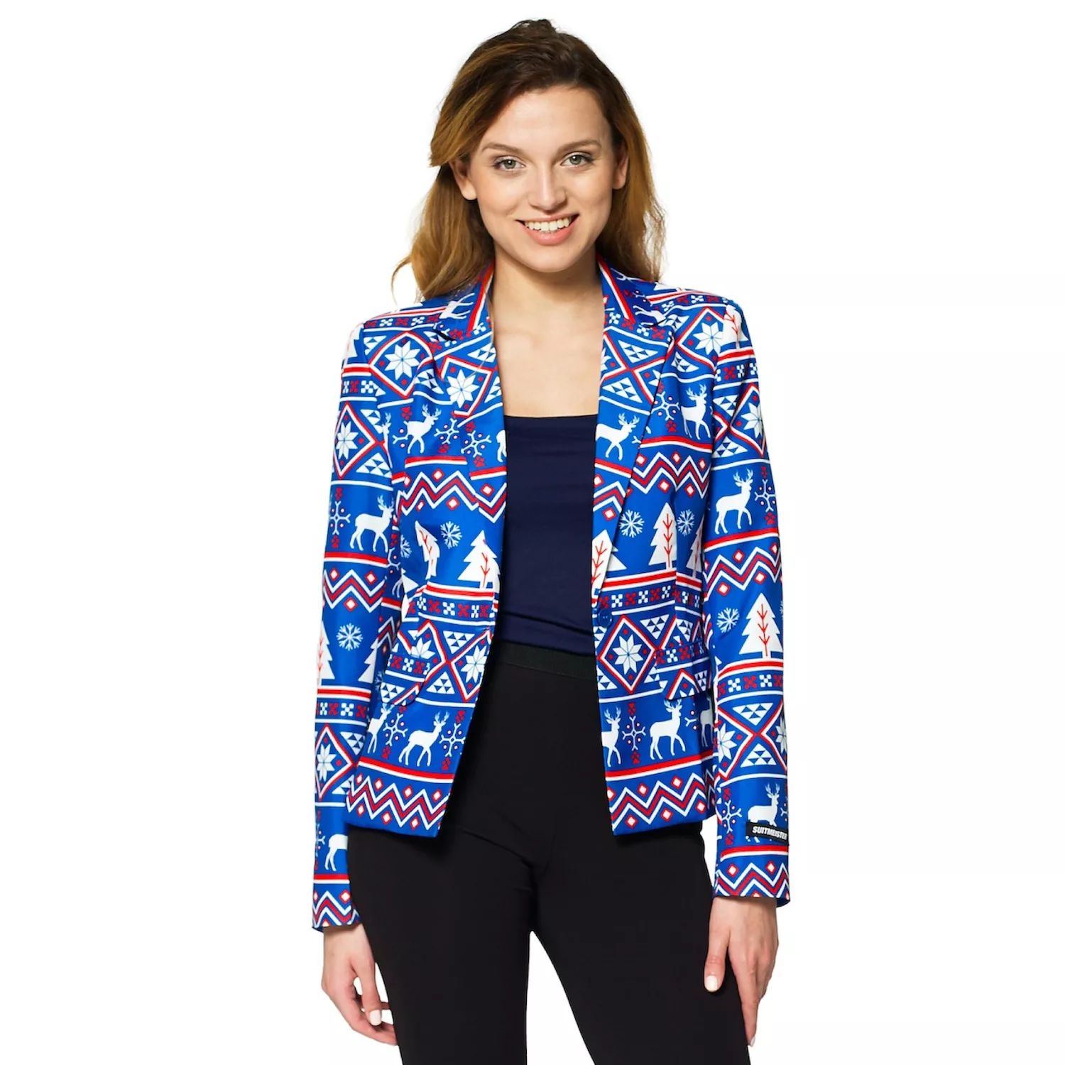 Женский рождественский синий пиджак Suitmeister в скандинавском стиле Suitmeister