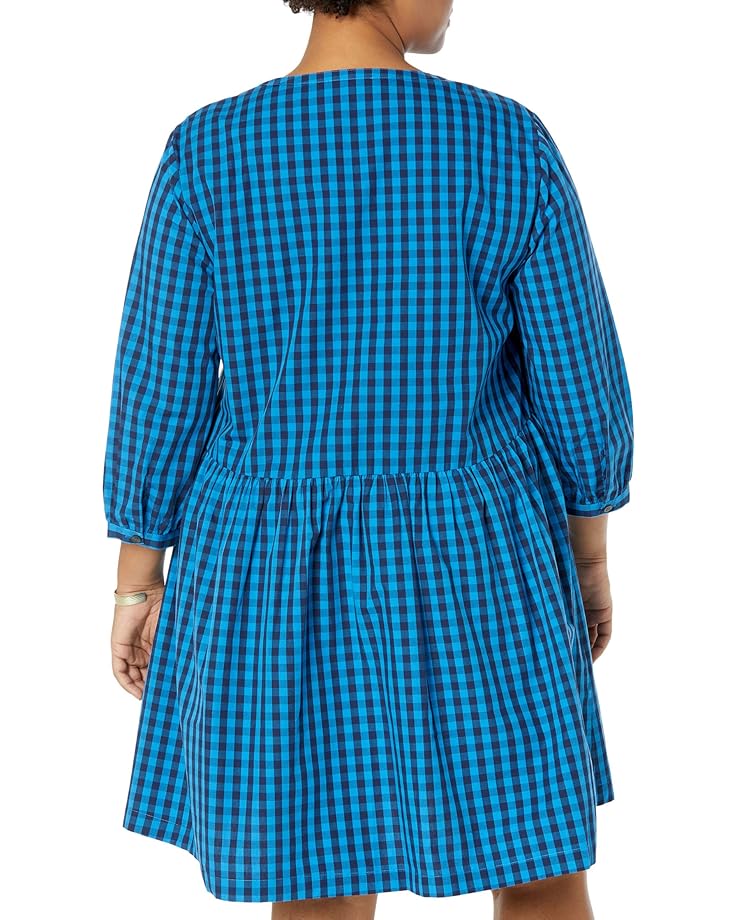 

Платье Draper James Plus Size Ruffle Placket Shift in Blue Gingham, цвет Nassau Navy Multi