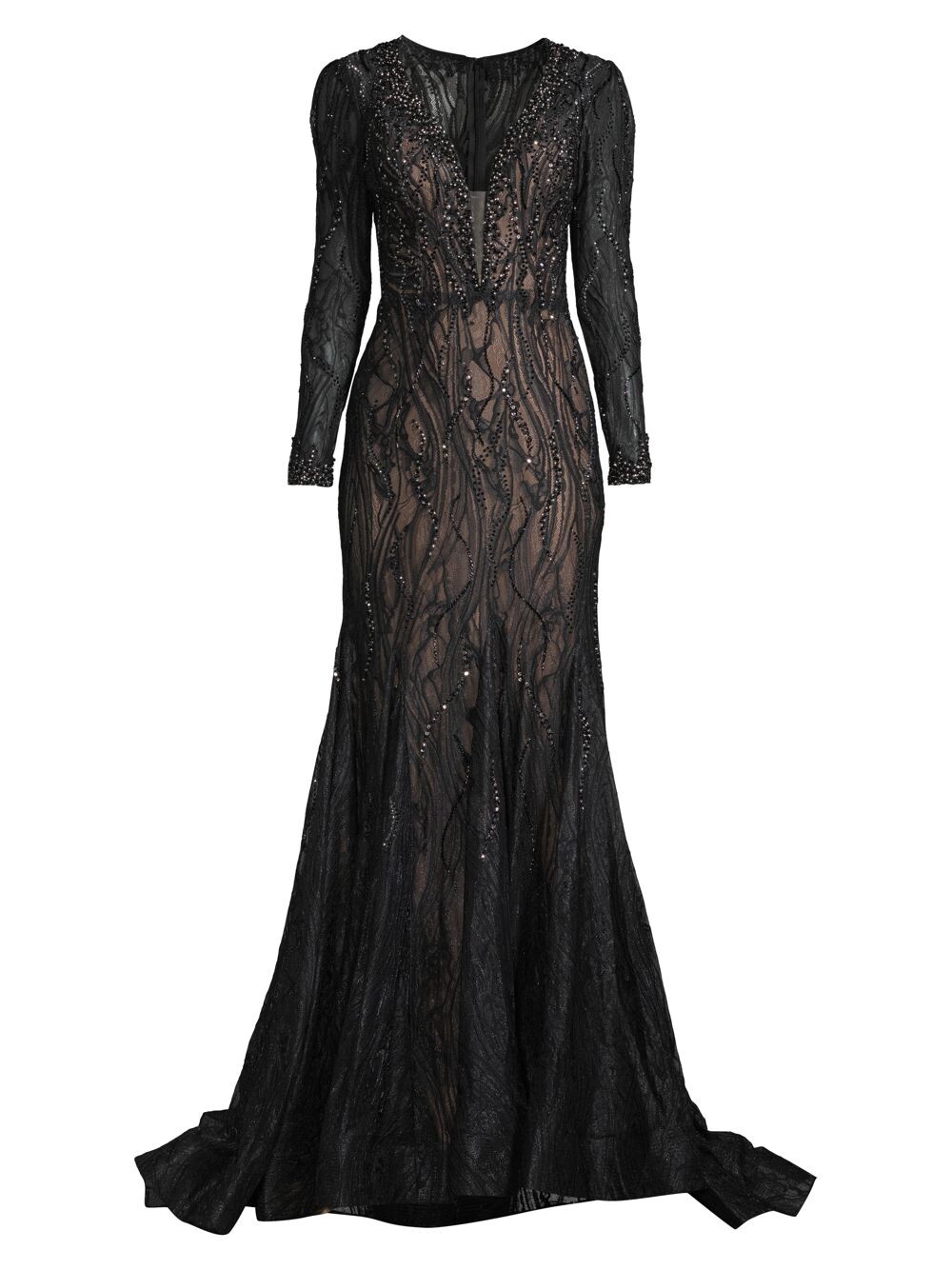 

Платье иллюзии из бисера Mac Duggal, черный