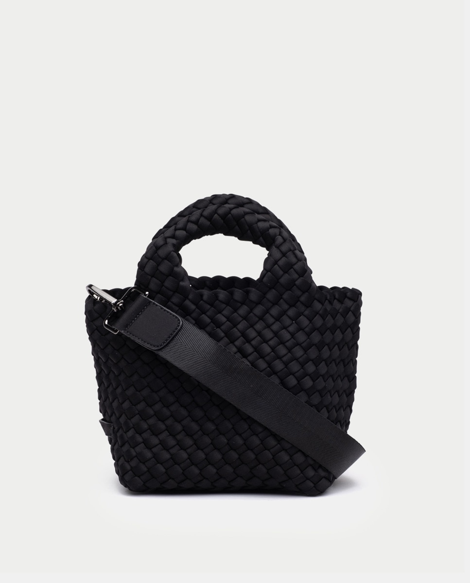 Маленькая черная плетеная сумка со съемным ремнем через плечо Naghedi, черный