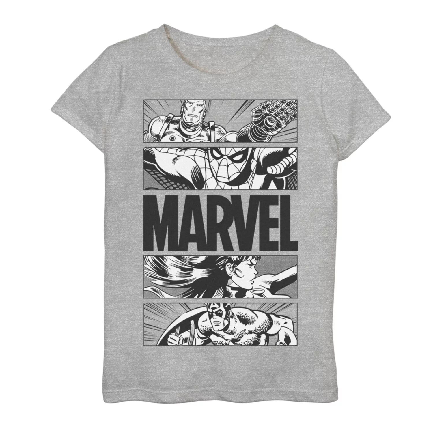 

Футболка с графическим рисунком и панелями комиксов Marvel для девочек 7–16 лет Marvel