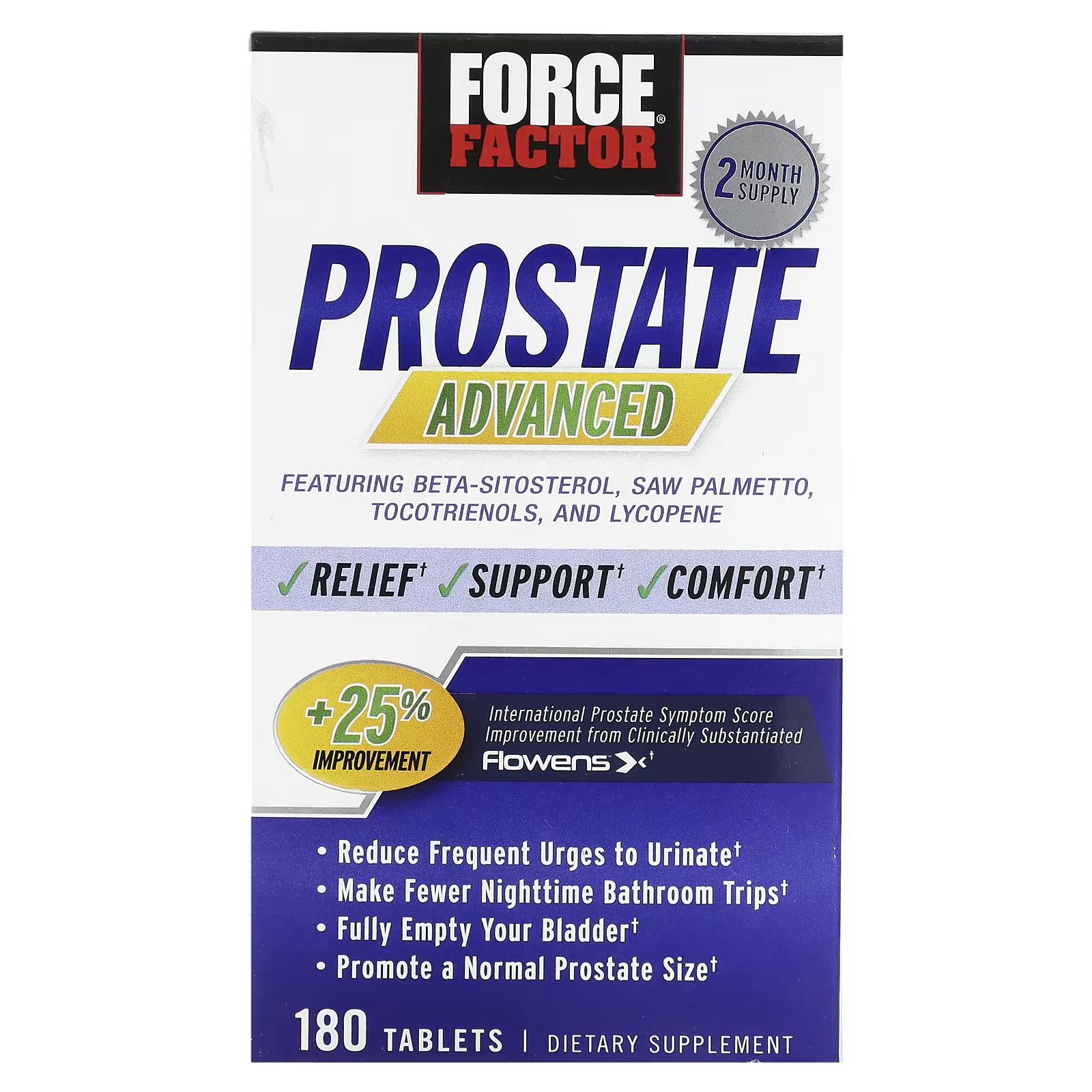 Пищевая добавка Force Factor Prostate Advanced для поддержки простаты, 180 таблеток zhou nutrition сереноя комплекс для здоровья простаты 100 капсул