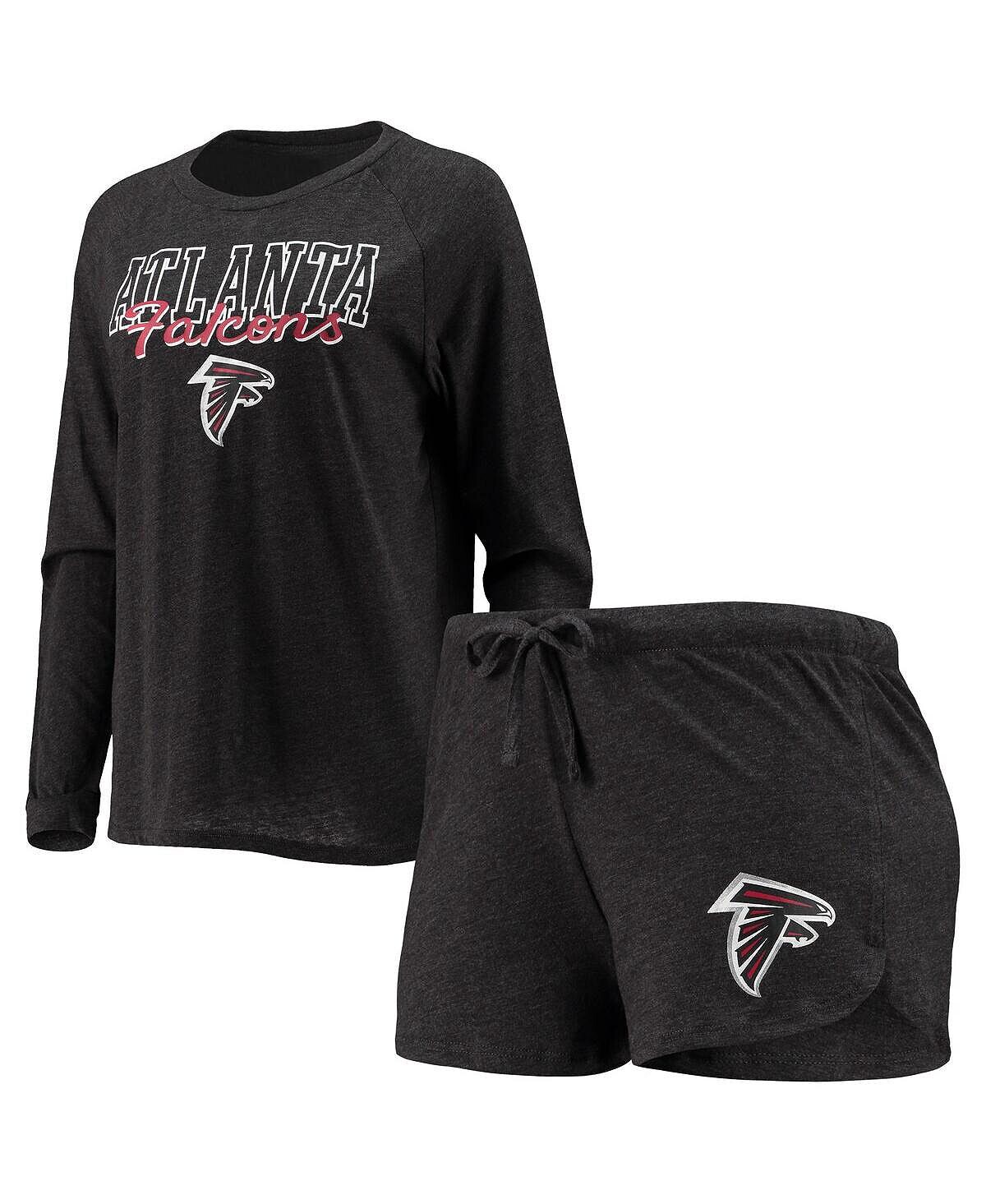 

Черный женский комплект для сна Atlanta Falcons Meter Knit с длинными рукавами и шортами реглан Concepts Sport, черный