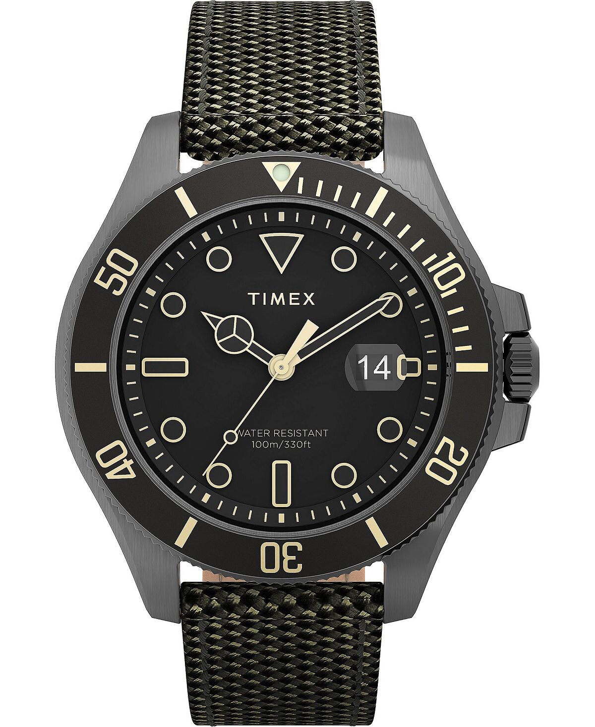 

Мужские часы Harbourside Coast с зеленым тканевым ремешком, 43 мм Timex