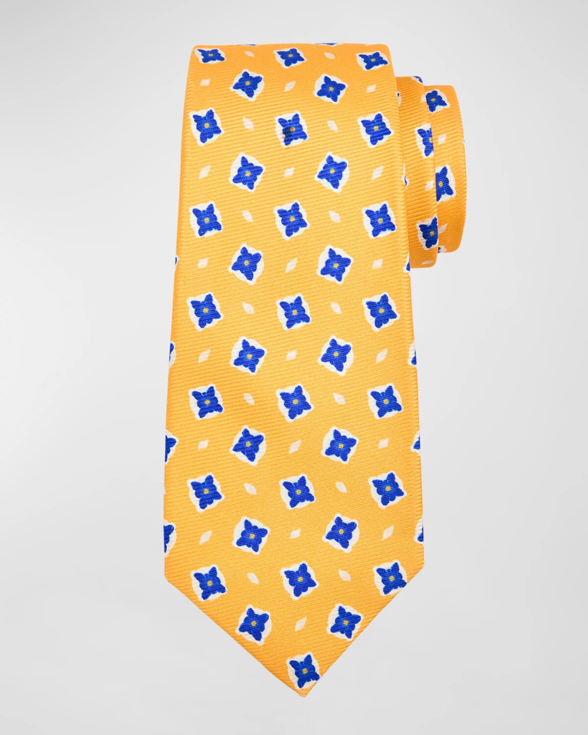 

Мужской шелковый галстук с медальоном и принтом Kiton, цвет Yellow Multi