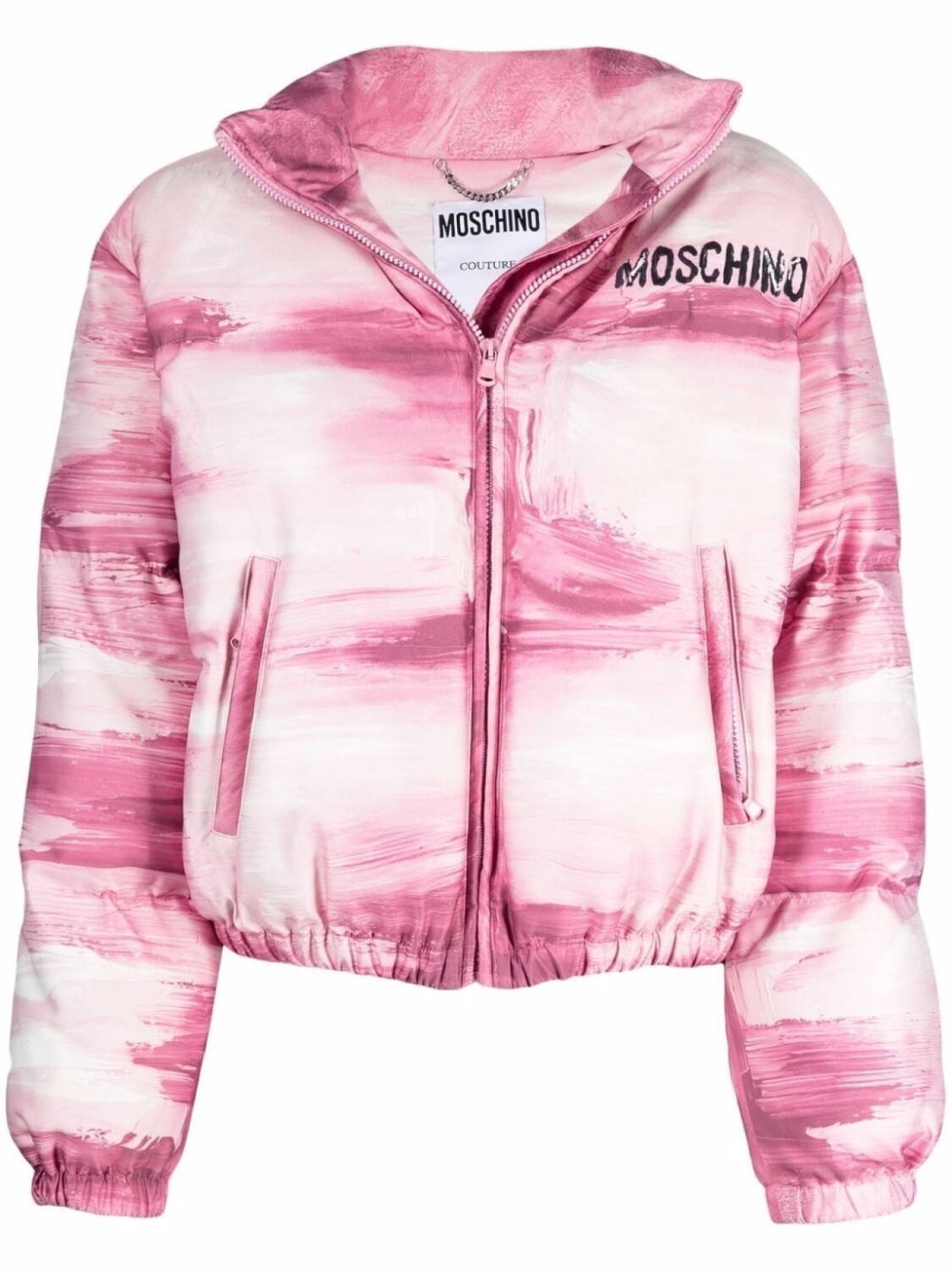 

Moschino пуховик с принтом, розовый