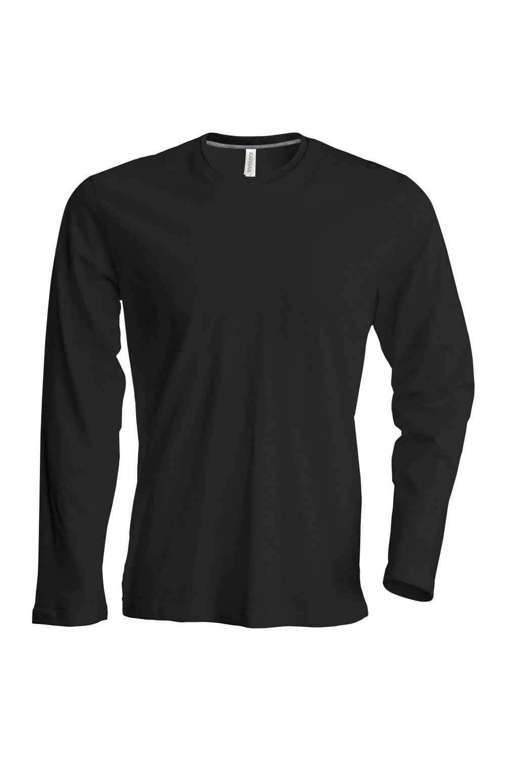 Облегающая футболка с круглым вырезом и длинными рукавами Kariban, черный цена и фото