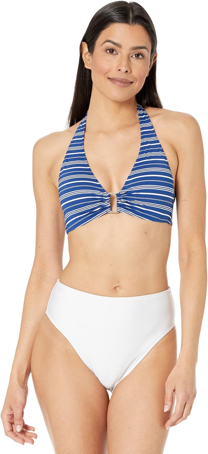 

Купальный топ LAUREN Ralph Lauren Harper Stripe Ring Halter Top, синий