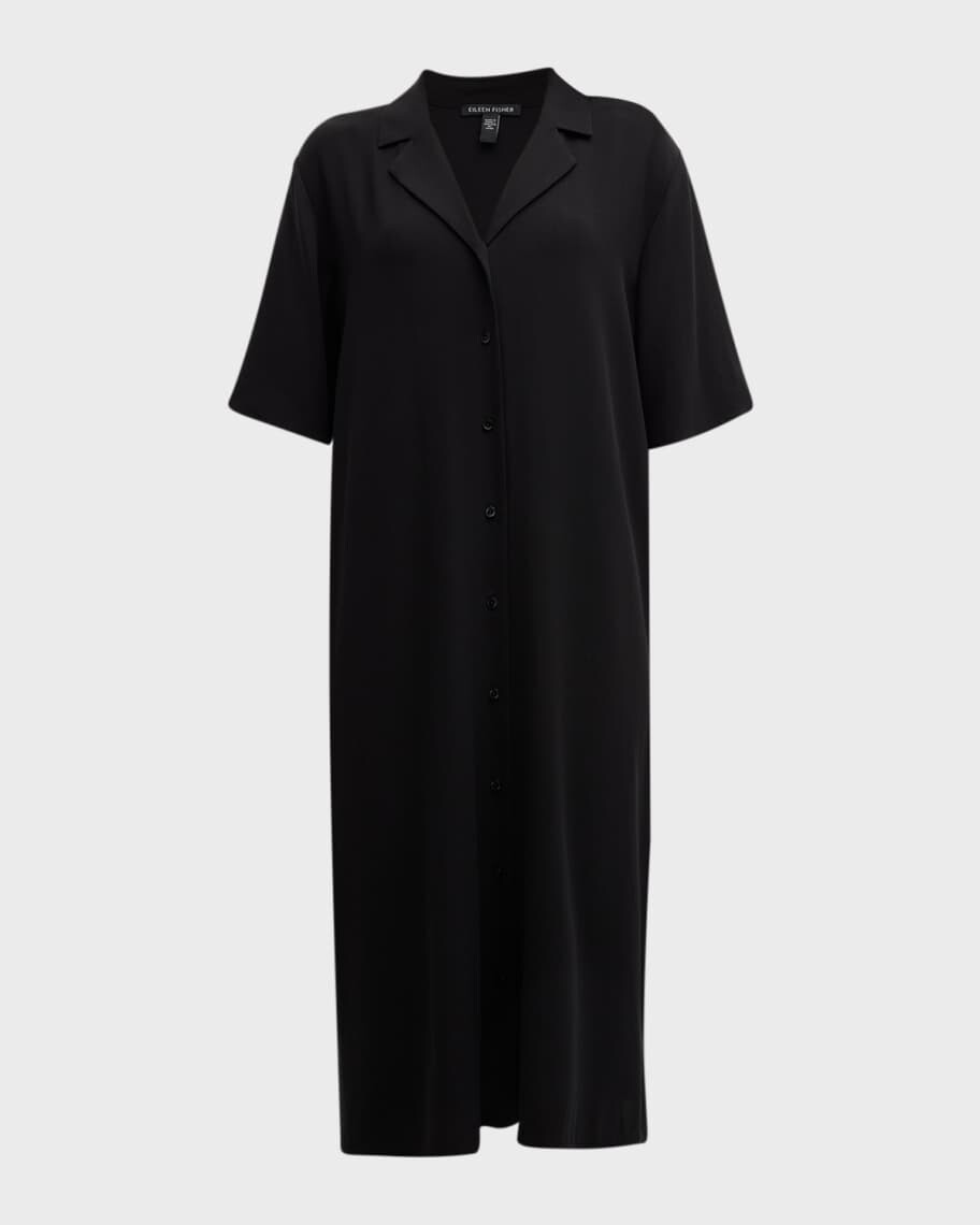 

Платье-рубашка с воротником-стойкой и рукавами до локтя Eileen Fisher