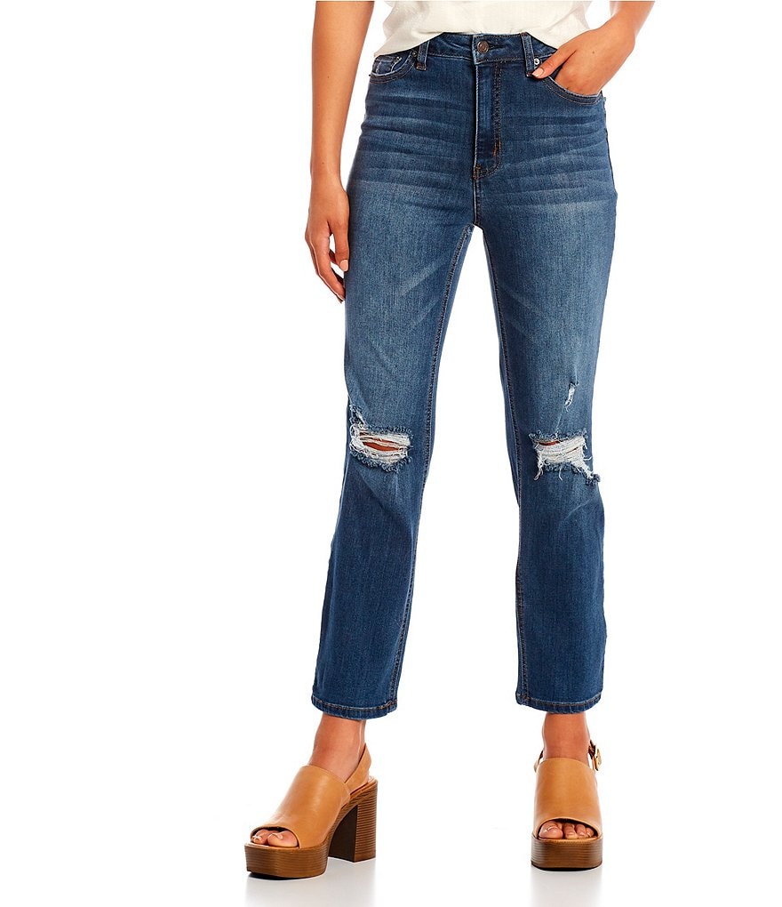 Узкие прямые джинсы с высокой посадкой Hippie Laundry, синий