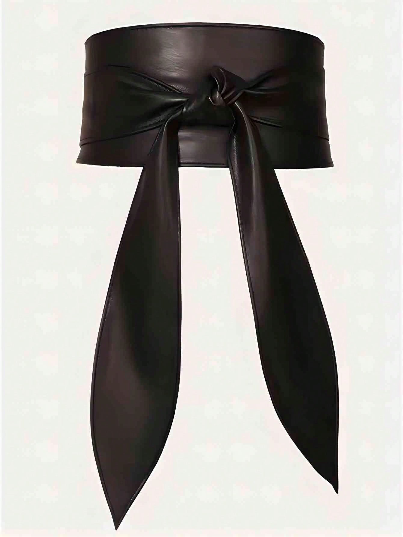 цена 1шт женский винтажный пояс с бантом, регулируемый широкий пояс для платья, черный