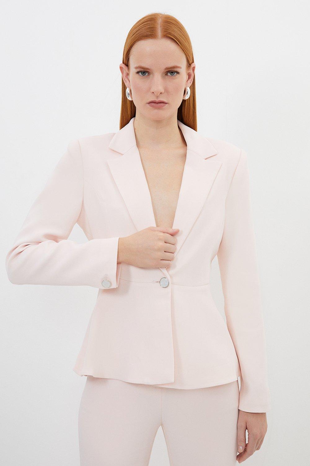 Компактный пиджак из вискозы с вышитой баской Karen Millen, розовый