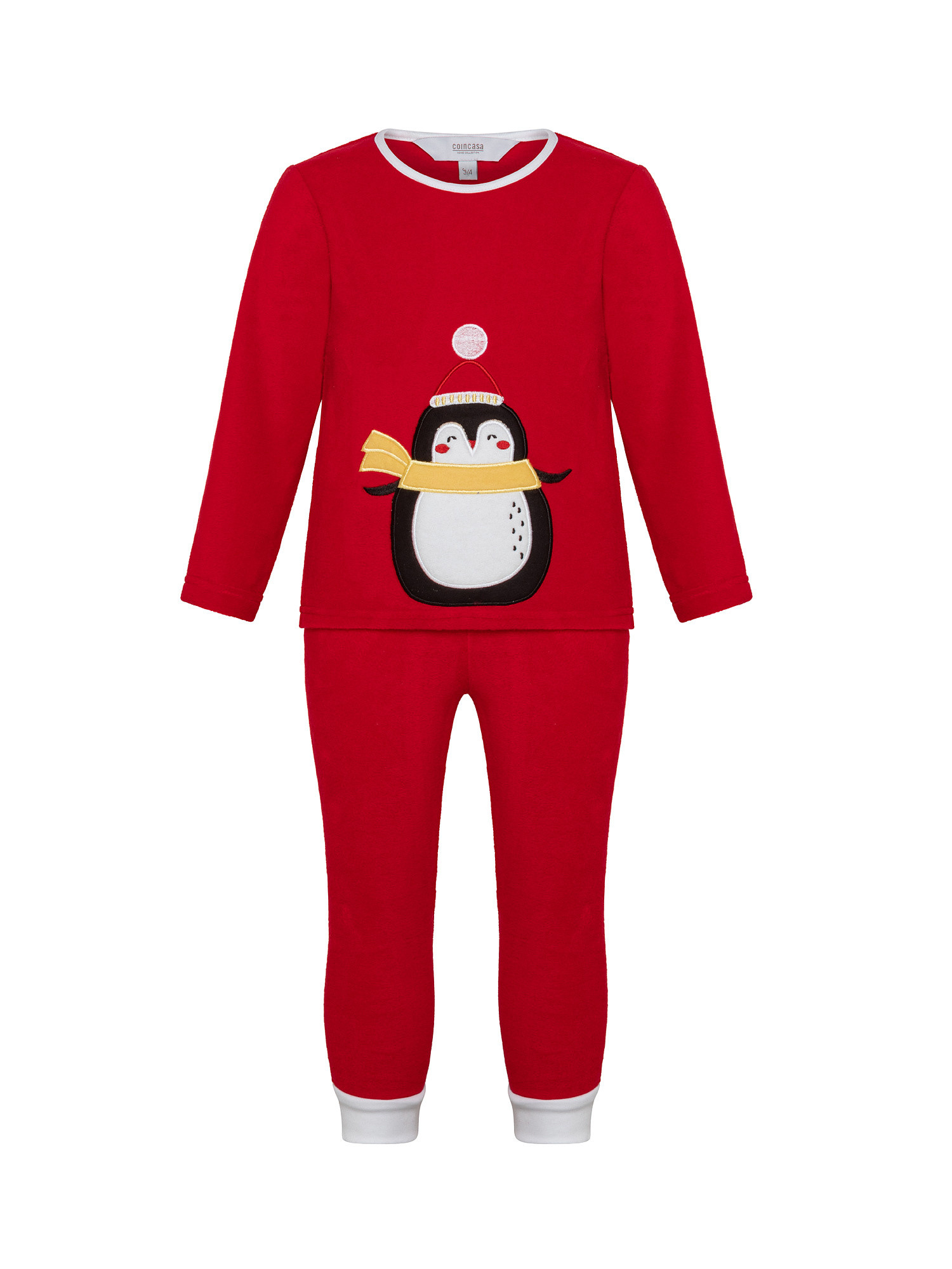 Флисовая пижама с мотивом пингвина, красный