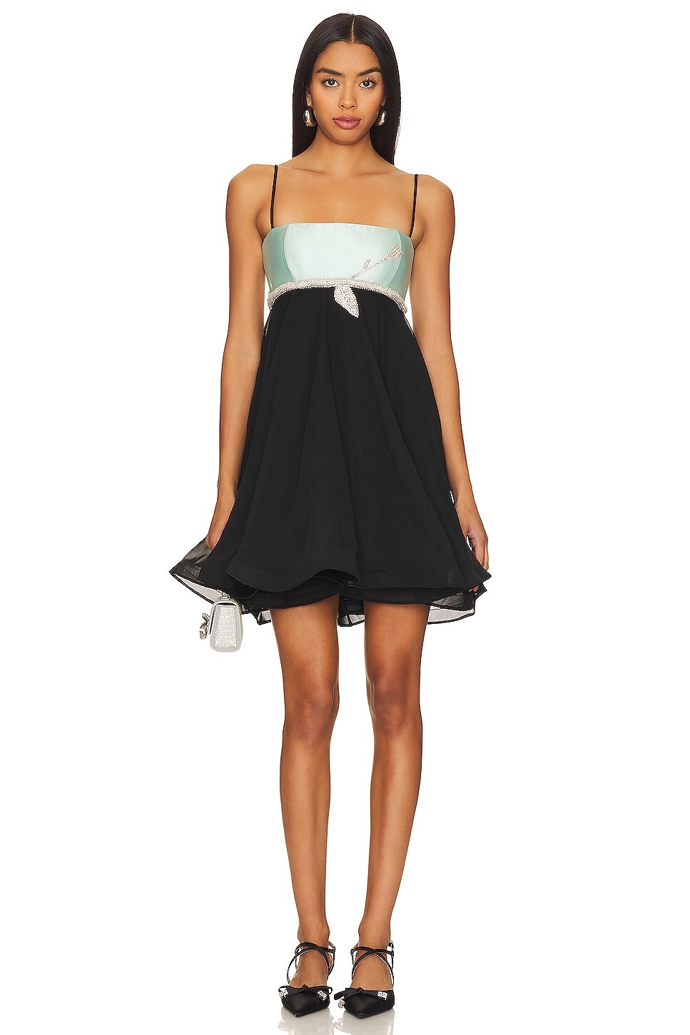 

Платье мини Nafsika Skourti The Mini Fox Dress, цвет Black & Sea Foam