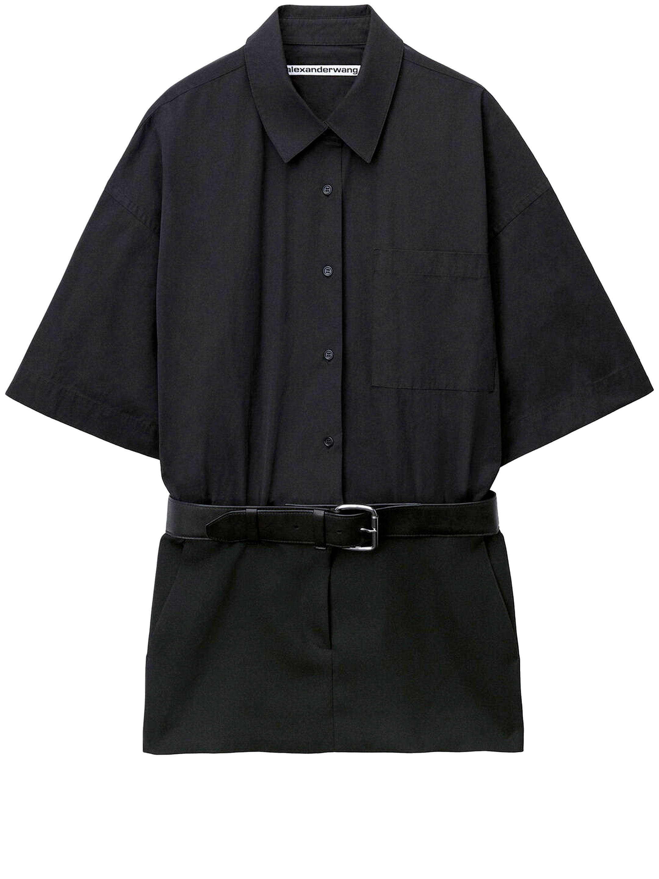 цена Платье Alexander Wang Belted mini shirtdress, черный