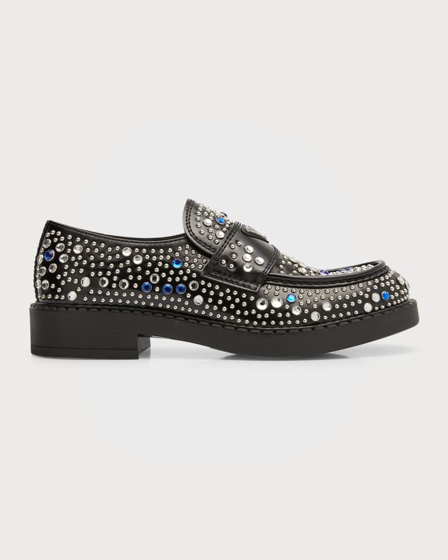 

Мужские массивные кожаные лоферы с заклепками Prada
