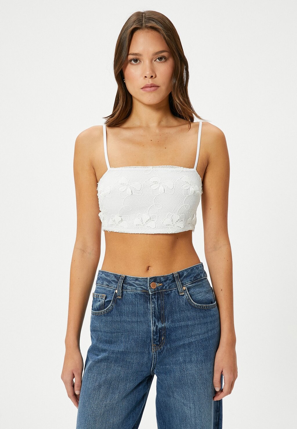 

Топ Printed Crop Tank Top Koton, белый