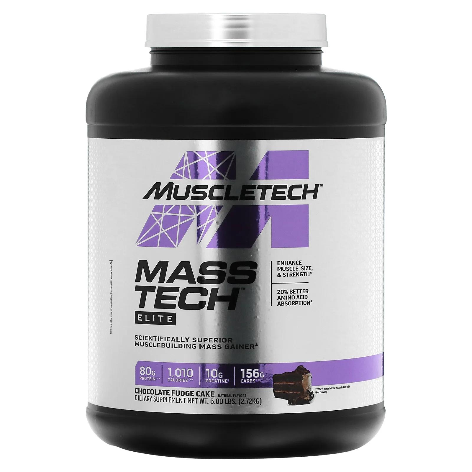MuscleTech Mass Tech Elite Chocolate Fudge Cake 6 lbs (2.72 kg) muscletech mass tech extreme 2000 vanilla milkshake 6 lbs 2 72 kg