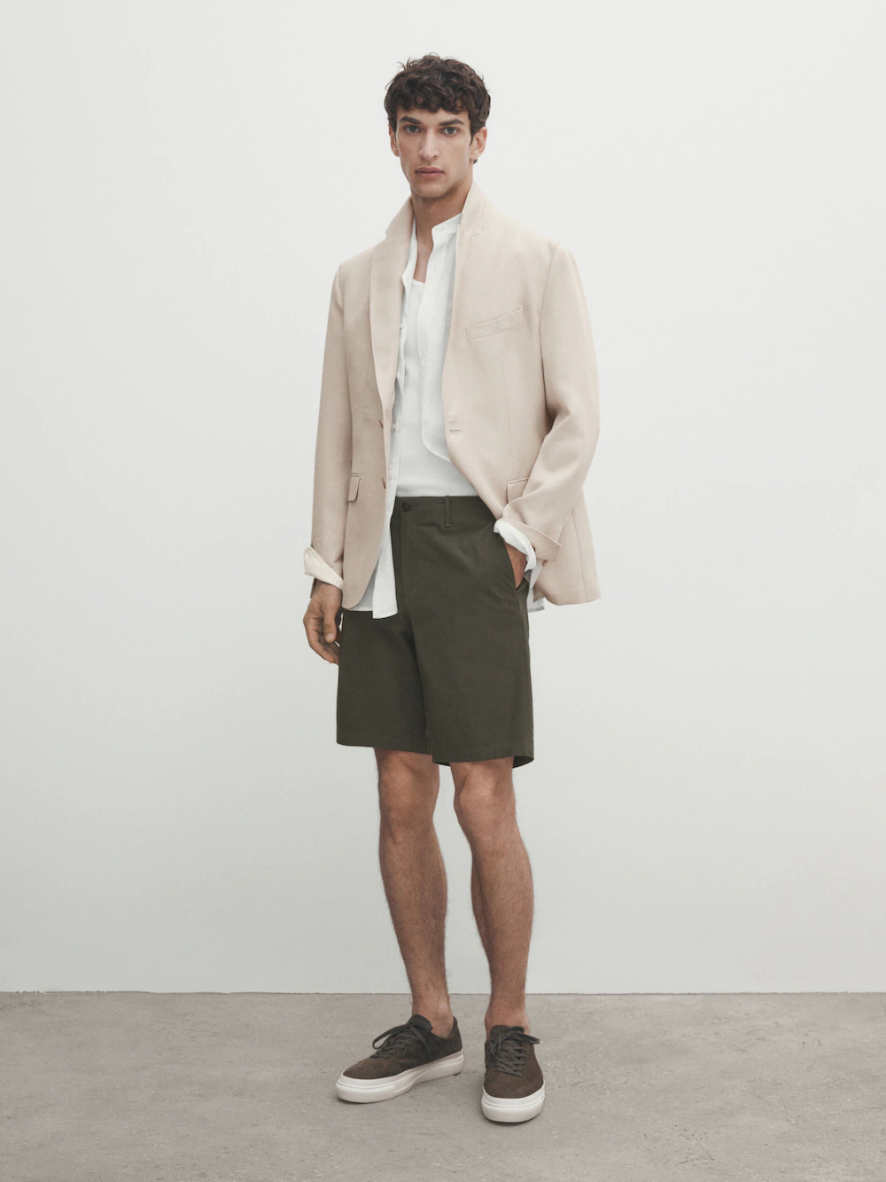 

Шорты-бермуды в полоску с красенной нитью Massimo Dutti, зеленый
