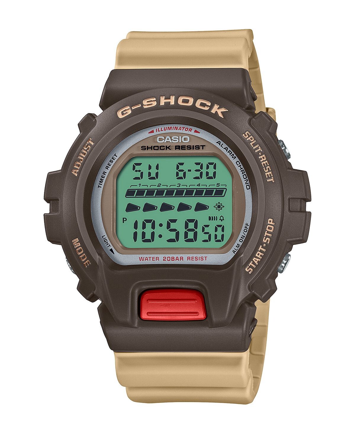 

Мужские цифровые часы из коричневой смолы, 50 мм, DW6600PC-5 G-Shock