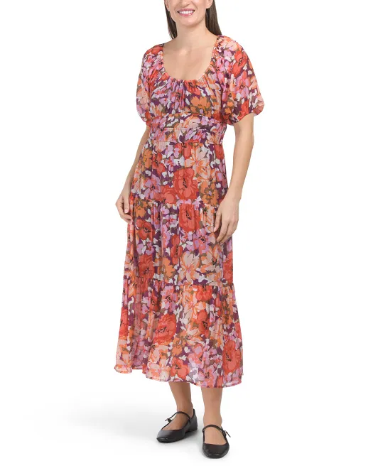 

Платье миди с коротким рукавом и цветочным принтом Mink Pink, цвет Floral