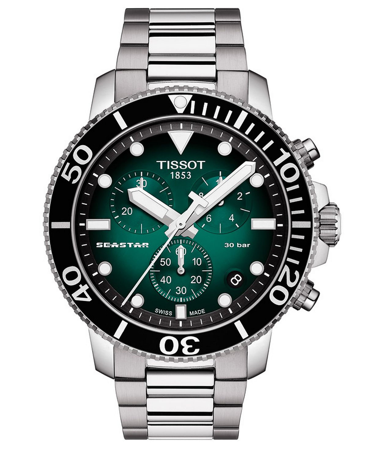 Мужские швейцарские часы с хронографом Seastar 1000 с браслетом из нержавеющей стали, 46 мм Tissot