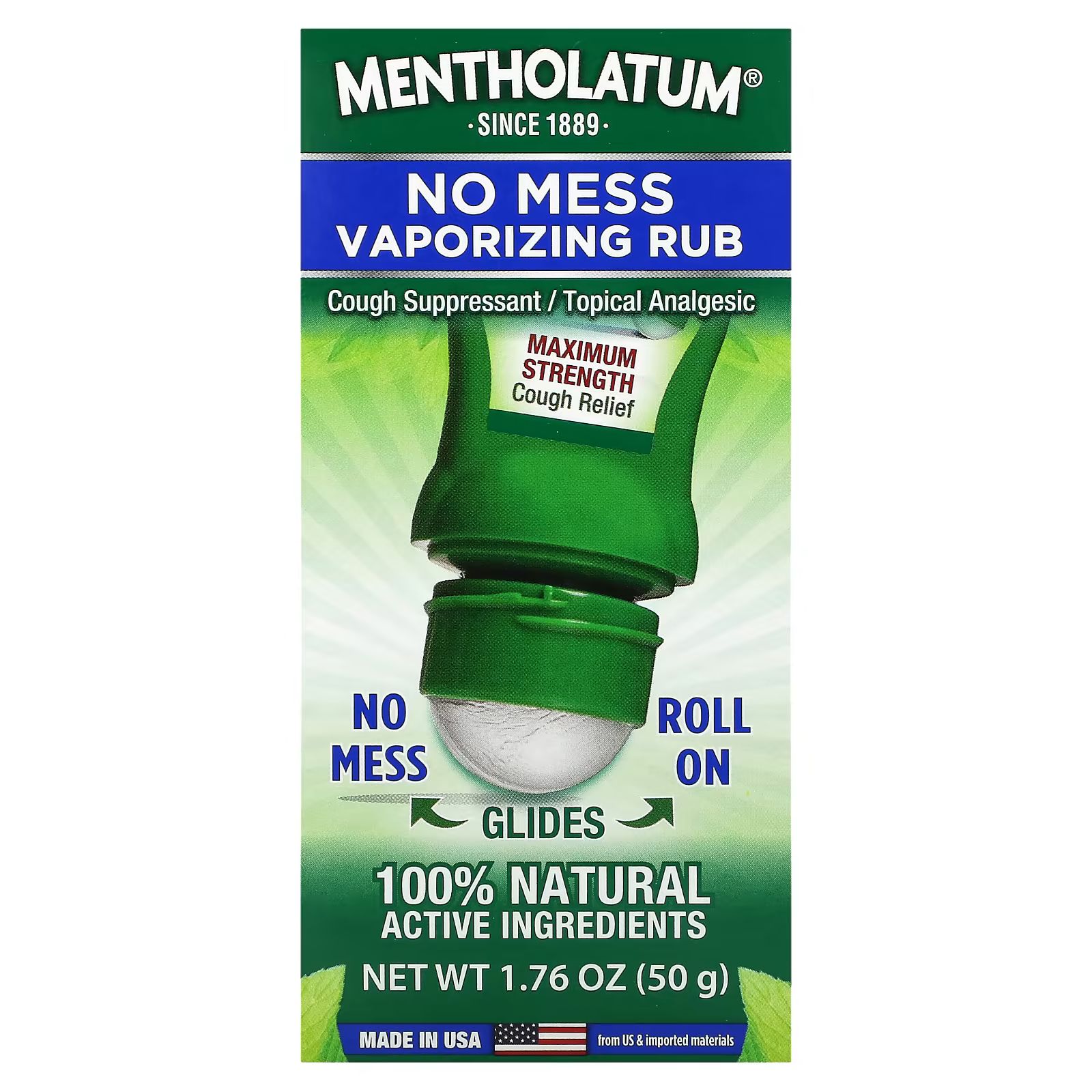 

Испаряющаяся втирающая жидкость No Mess, 1,76 унции (50 г) Mentholatum