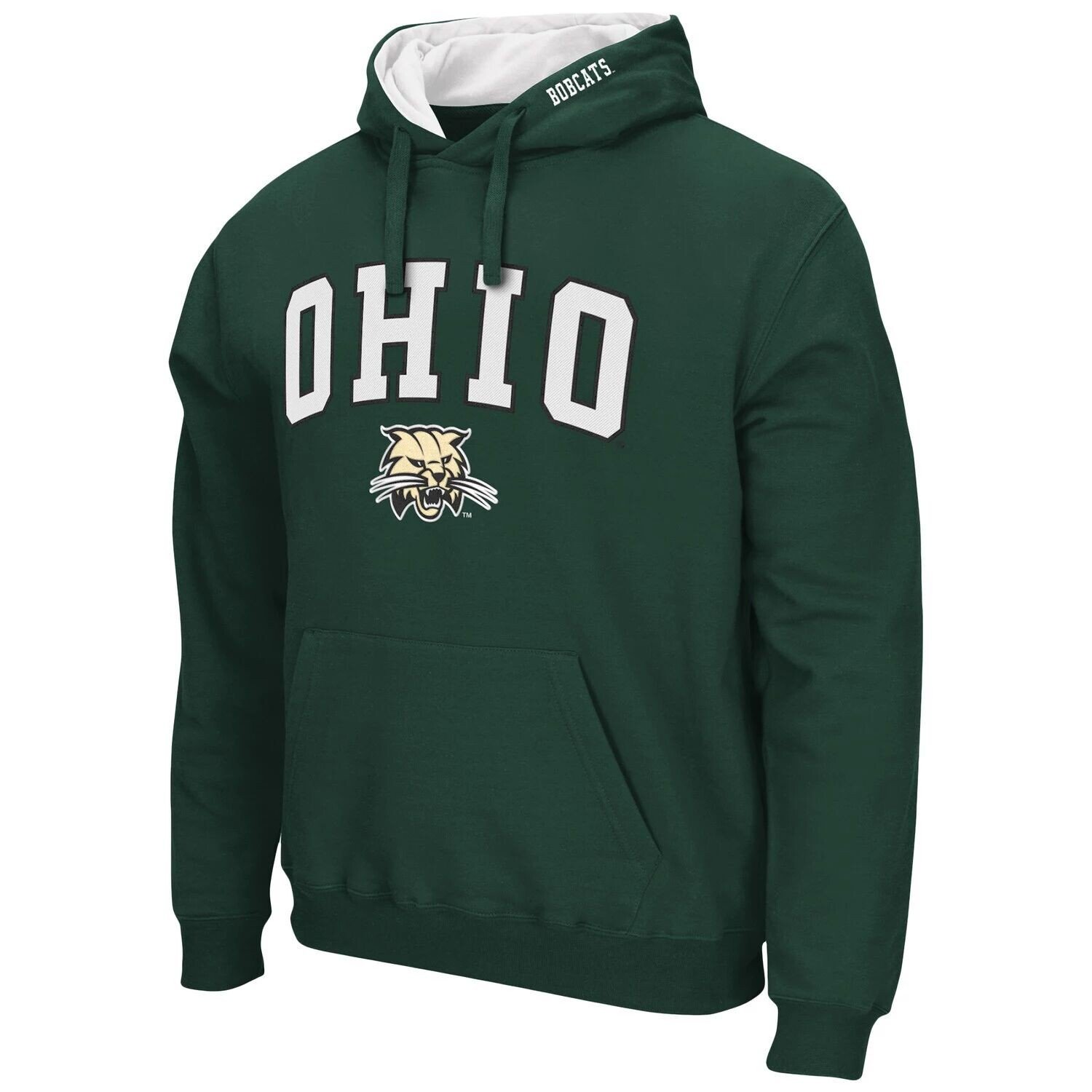 

Мужской зеленый пуловер с капюшоном Ohio Bobcats Arch и Logo Colosseum