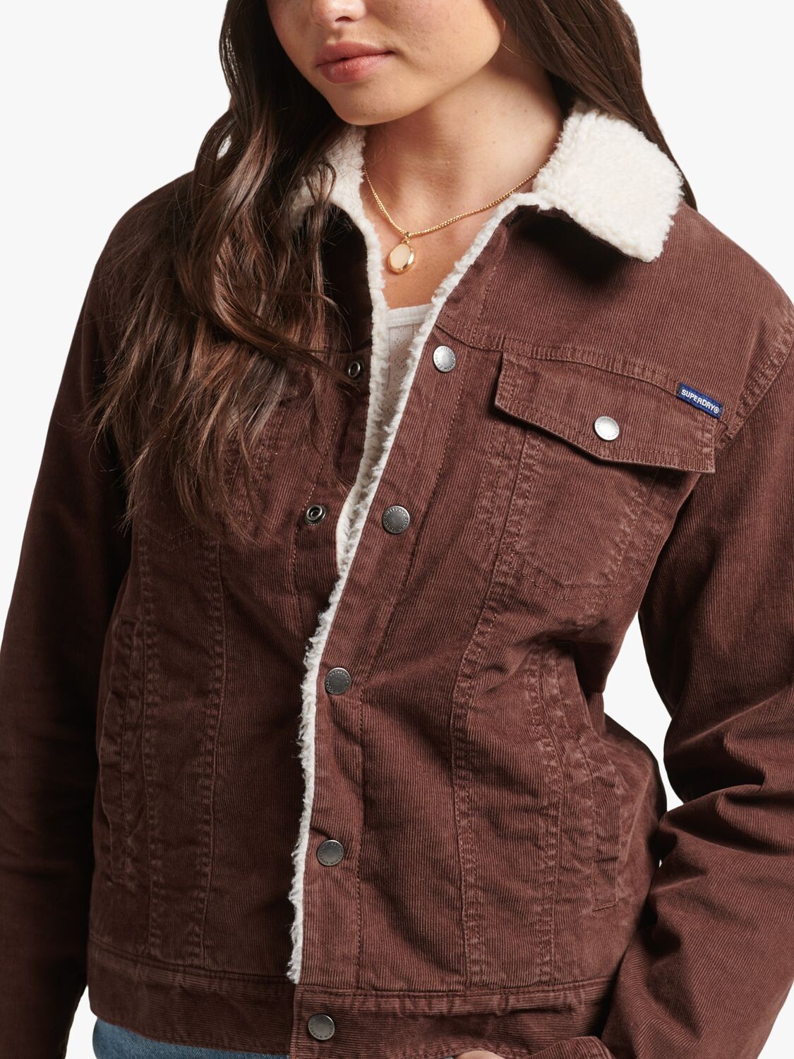 

Вельветовая куртка Superdry Sherpa Trucker, каштановый