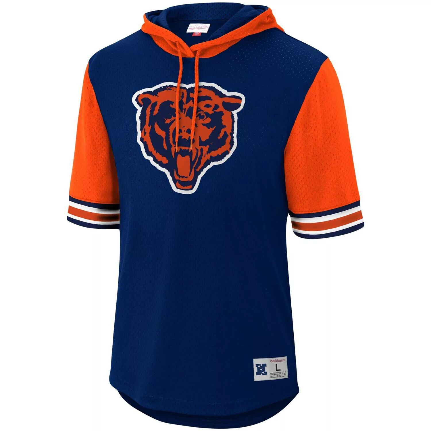 

Мужской темно-синий пуловер с капюшоном Mitchell & Ness Chicago Bears Buzzer Beater из сетки с короткими рукавами