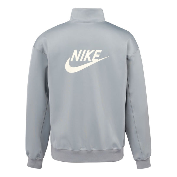 Толстовка Men's Nike Back Alphabet Logo Printing Half Zipper Stand Collar Long Sleeves Jacket Milky Gray, серый