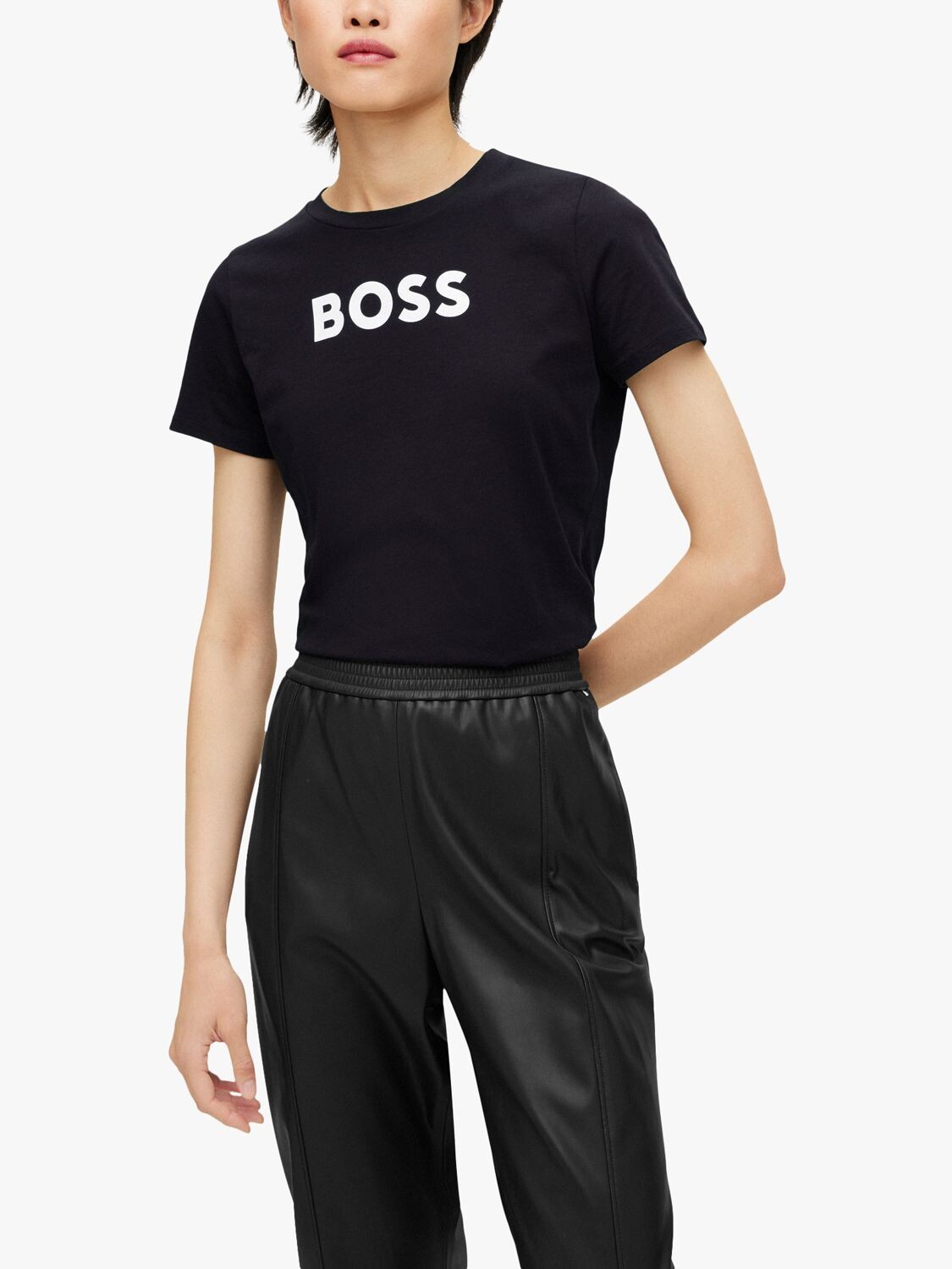 

Хлопковая футболка с логотипом HUGO BOSS, черная