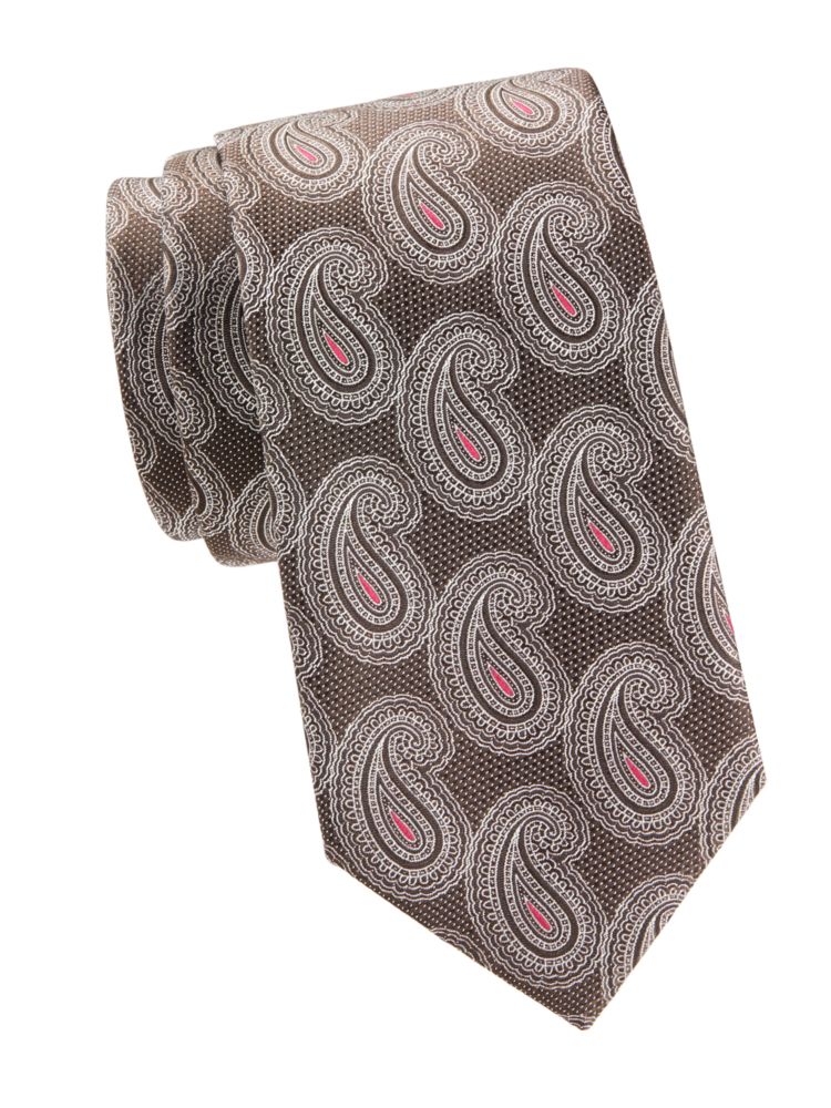 Шелковый галстук с пейсли Brioni, антрацит