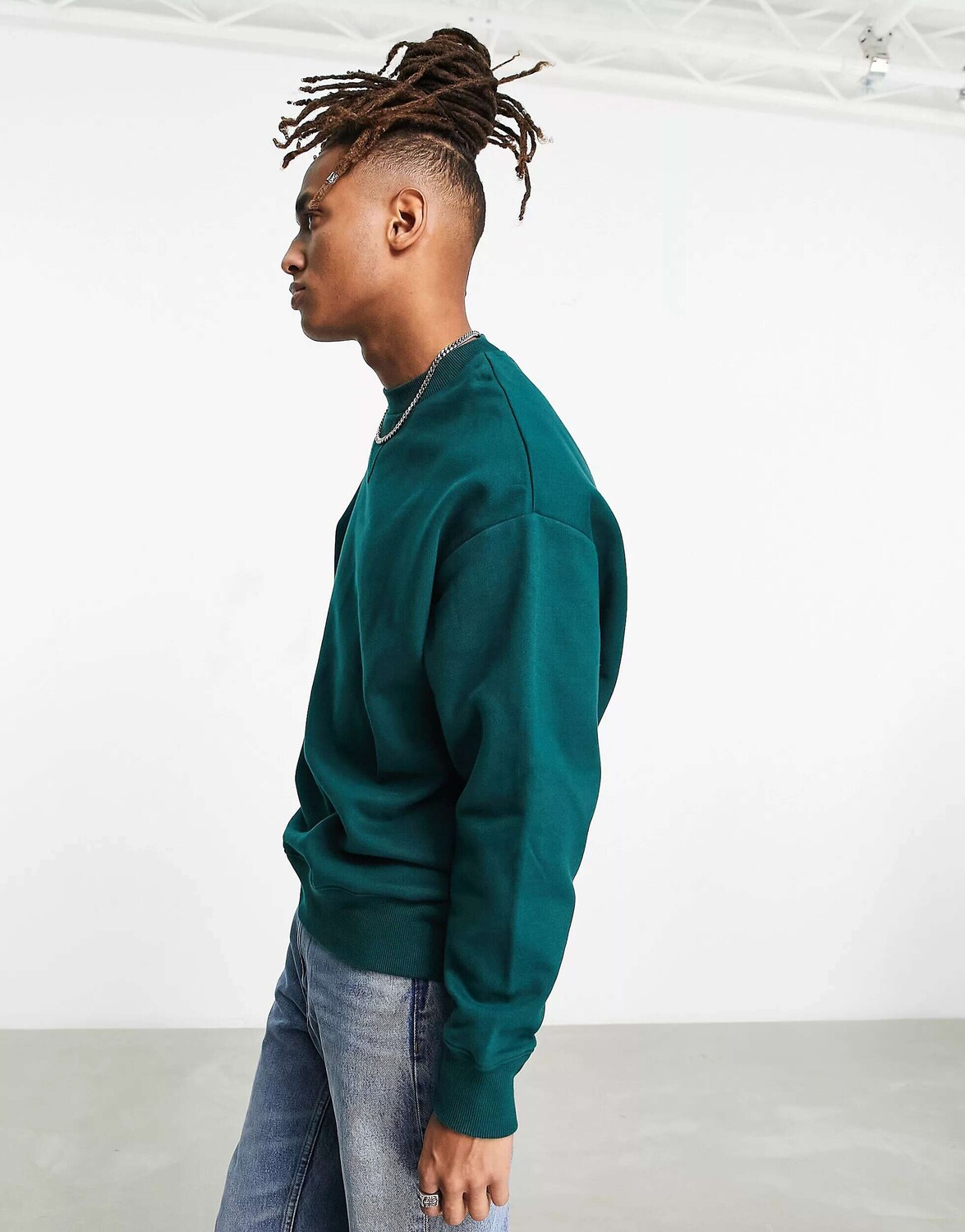 

Темно-зеленый тяжелый свитшот оверсайз ASOS