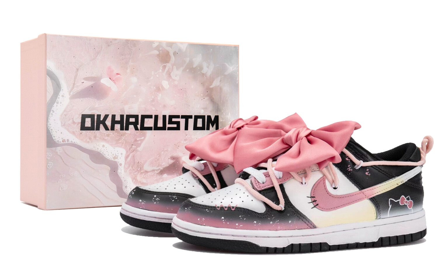 

Кроссовки Nike Dunk Skateboarding Shoes Women's Low-top Black/white/pink, розовый