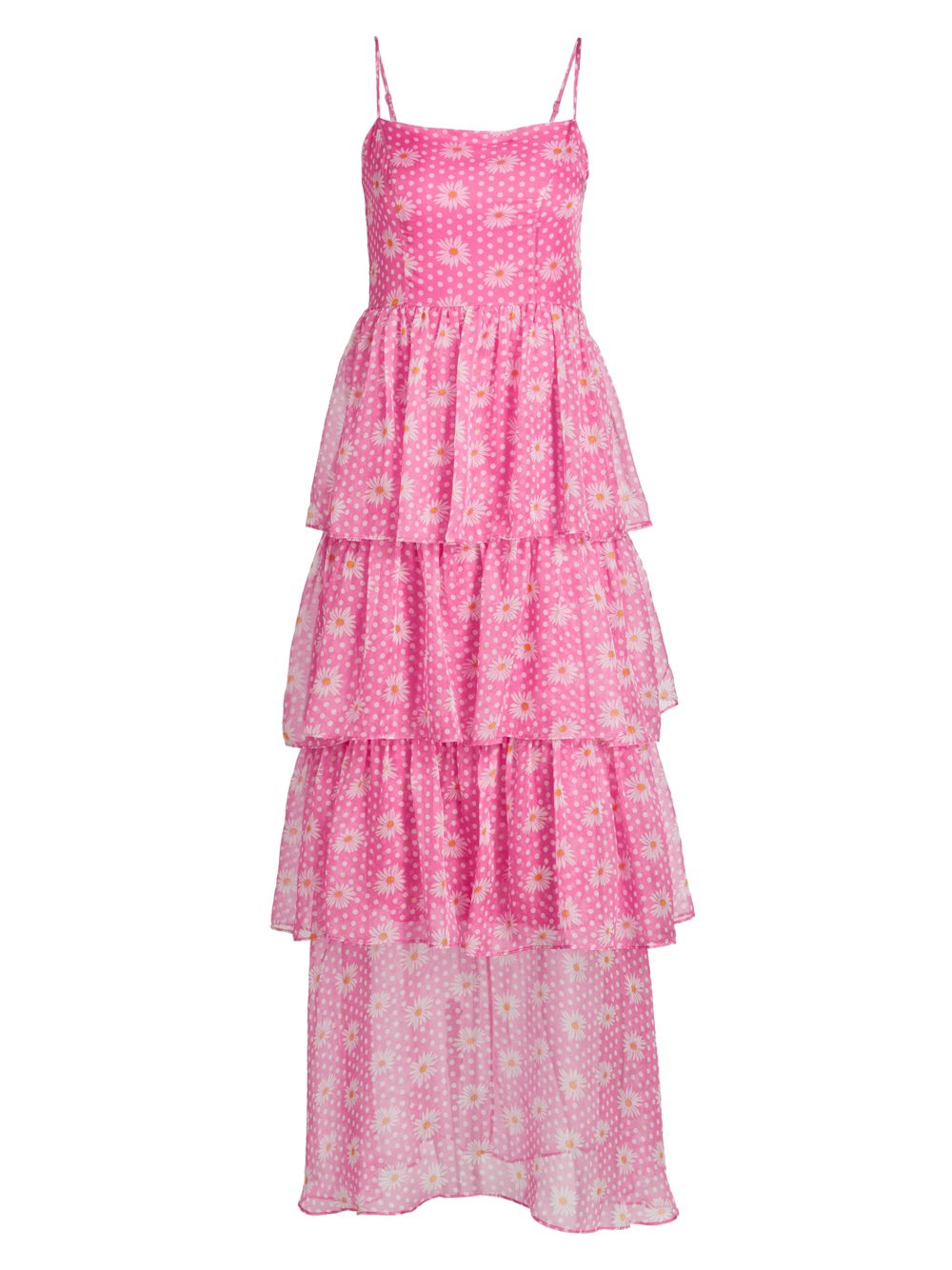 цена Ярусное платье макси Rebekah Daisy HVN, розовый