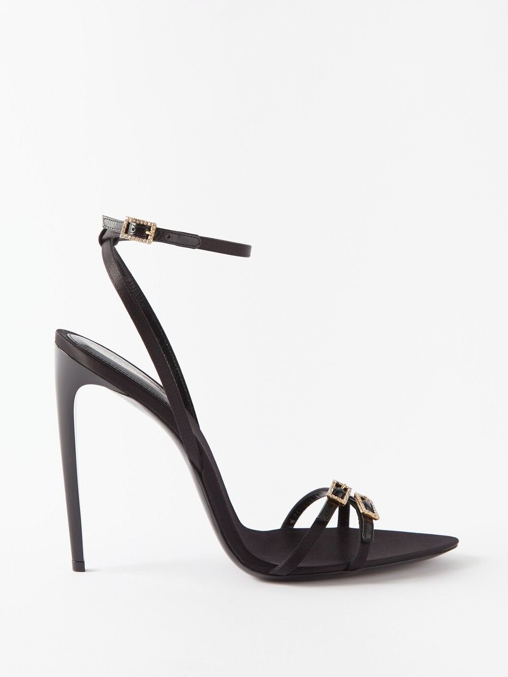 

Атласные босоножки nuit 110 с пряжками Saint Laurent, черный