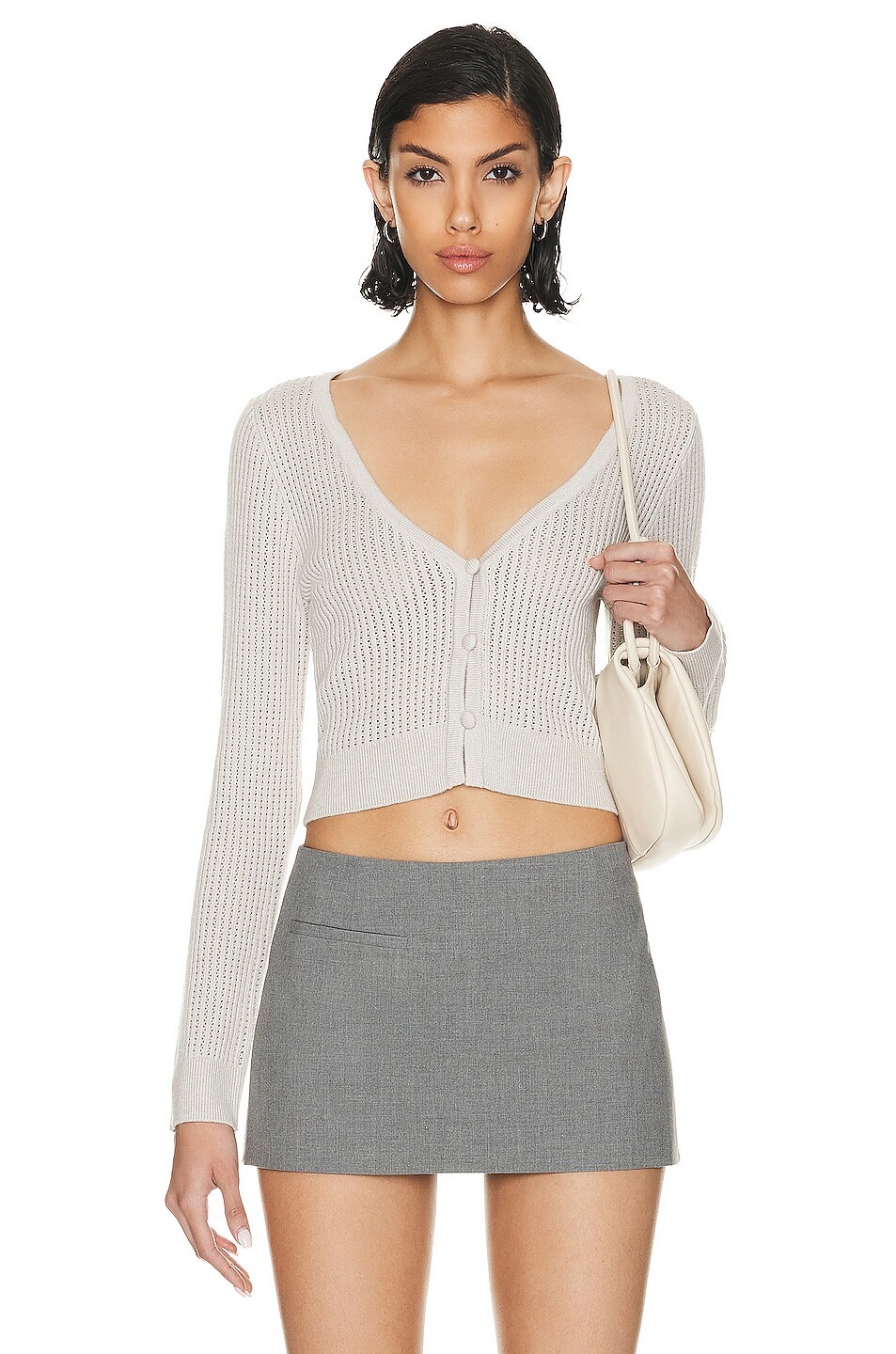 

Кардиган Matthew Bruch Lace Rib Knit Cropped, цвет Oatmeal