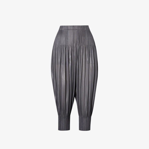 

Трикотажные брюки средней посадки со складками и зауженными штанинами Pleats Please Issey Miyake, серый