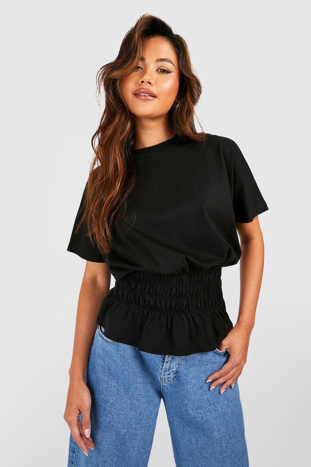 

Футболка с пригоранной посадкой Boohoo, черный