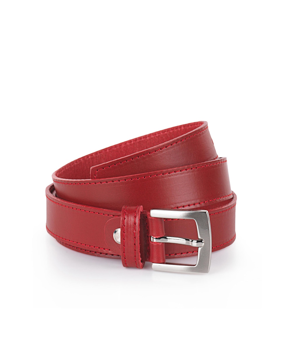 Женский красный кожаный ремень Jaslen, красный jifanpaul leather brand black belts luxury mens belts automatic buckle fashion belts for men business popular male two leather
