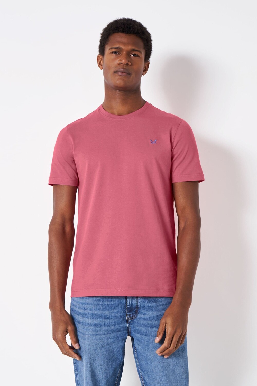

Розовая классическая хлопковая футболка Crew Clothing Company, розовый