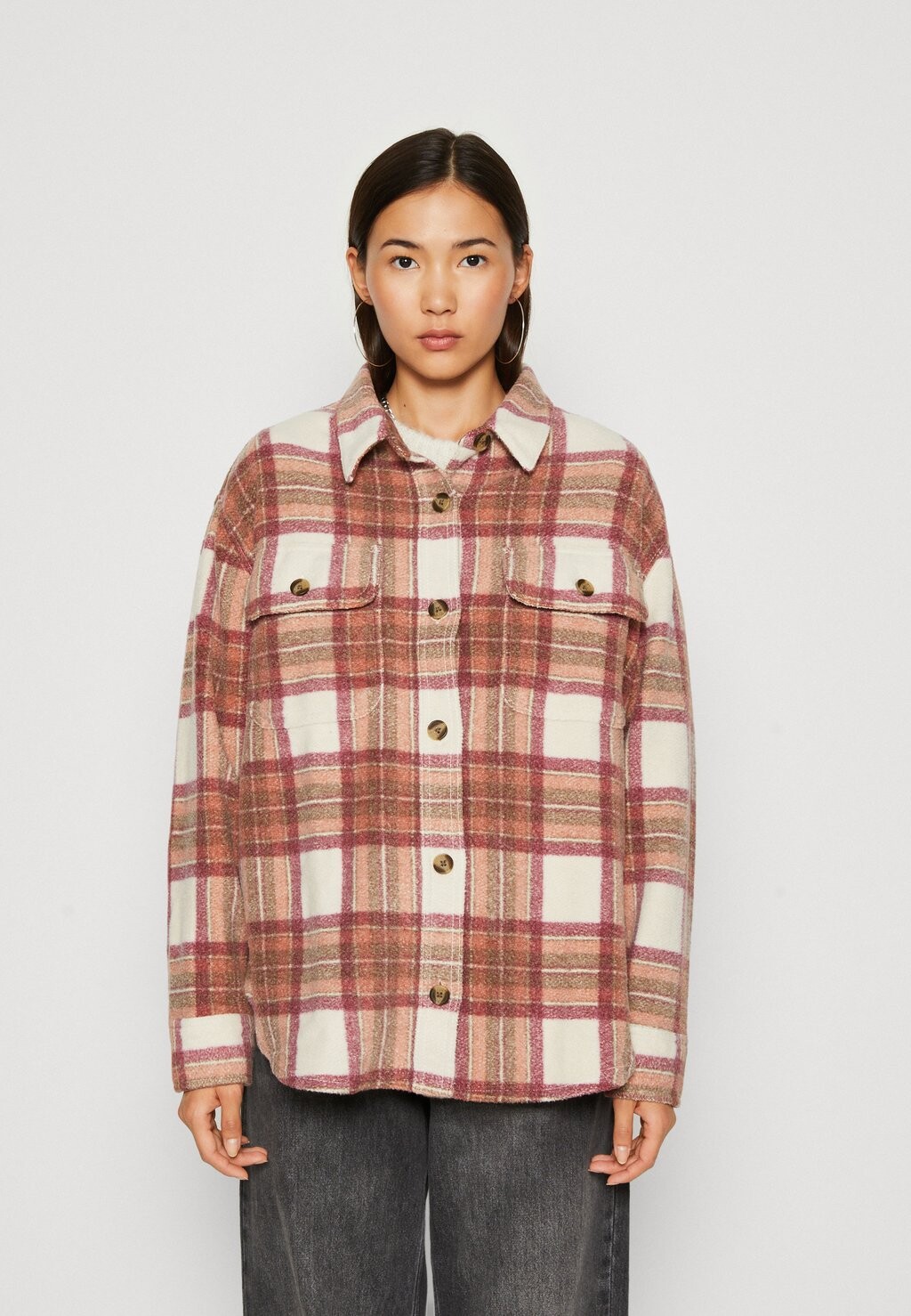 

Короткое пальто CORE SHACKET American Eagle, бордовый, Красный