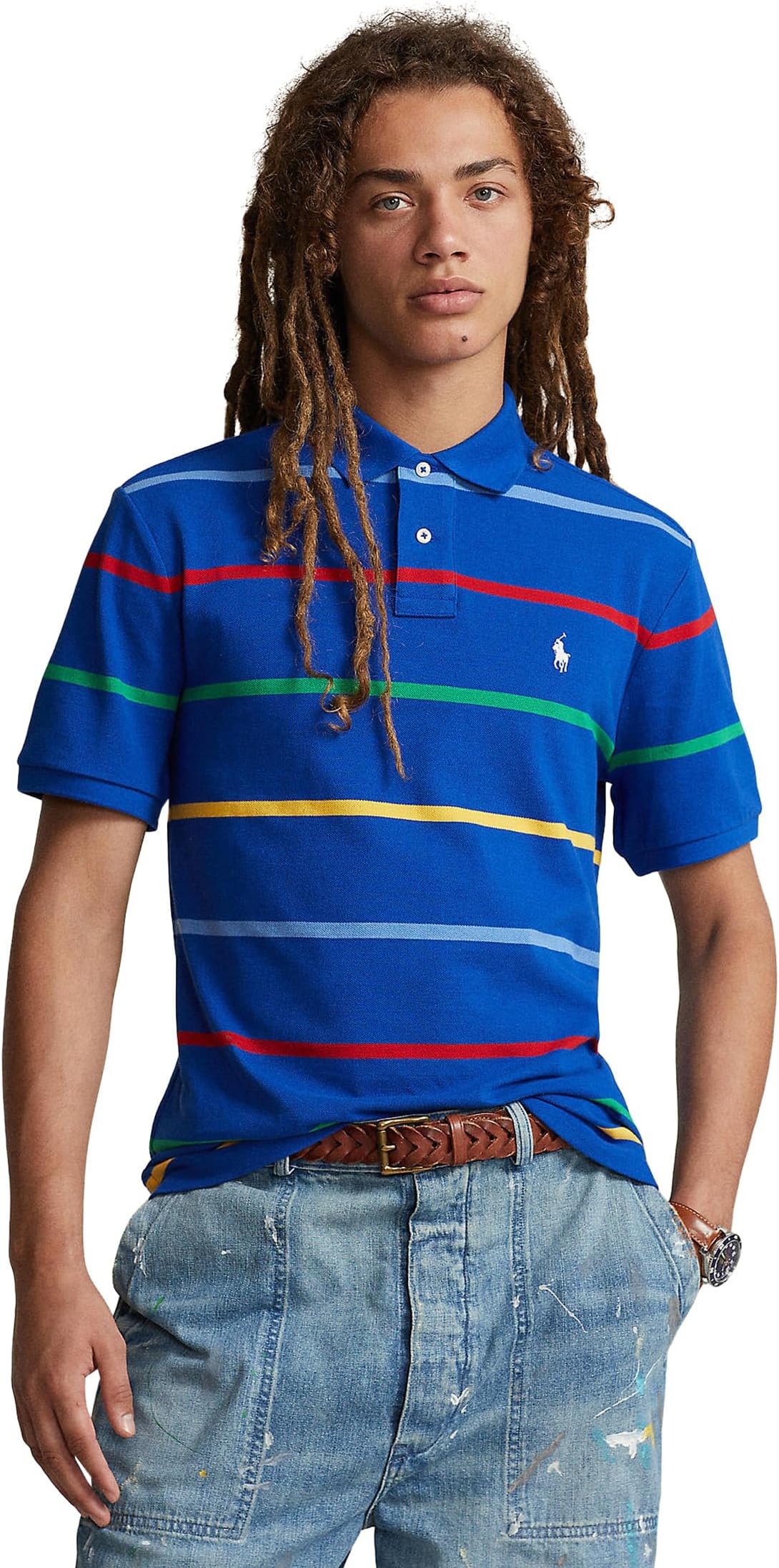 

Рубашка-поло Classic Fit Striped Mesh Polo Shirt Polo Ralph Lauren, цвет Sapphire Star Multi