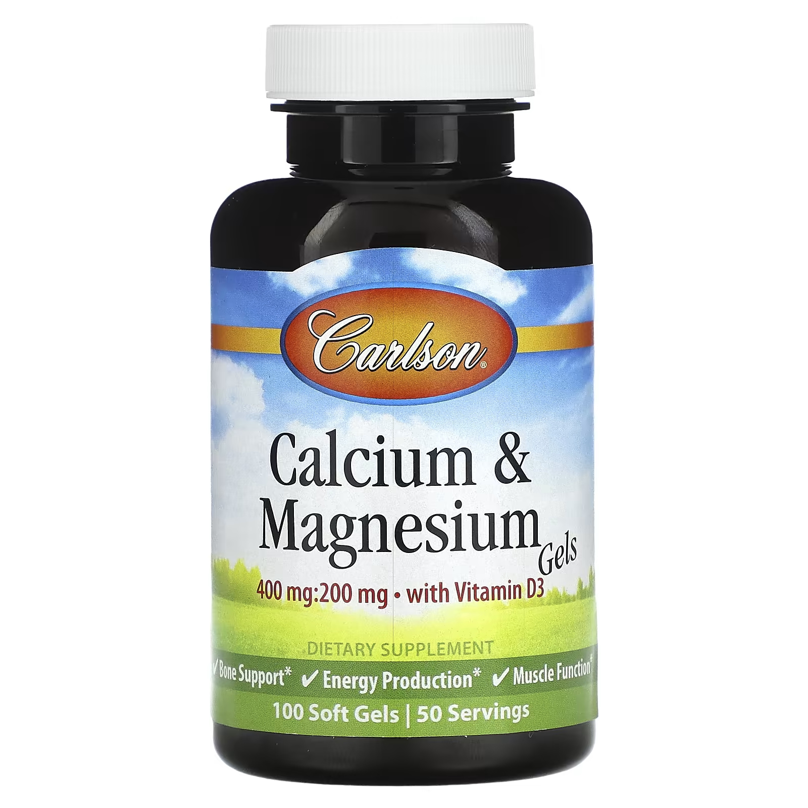 Гели кальция и магния Carlson с витамином D3, 100 мягких гелей