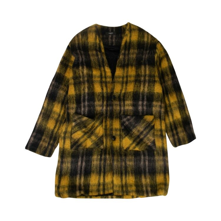 

Пальто Amiri Plaid Mohair Blend Cardigan 'Black/Yellow', черный