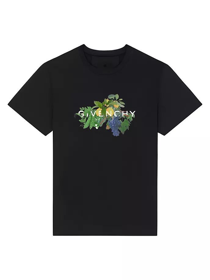 

Хлопковая футболка приталенного кроя с фруктовым принтом Givenchy, черный