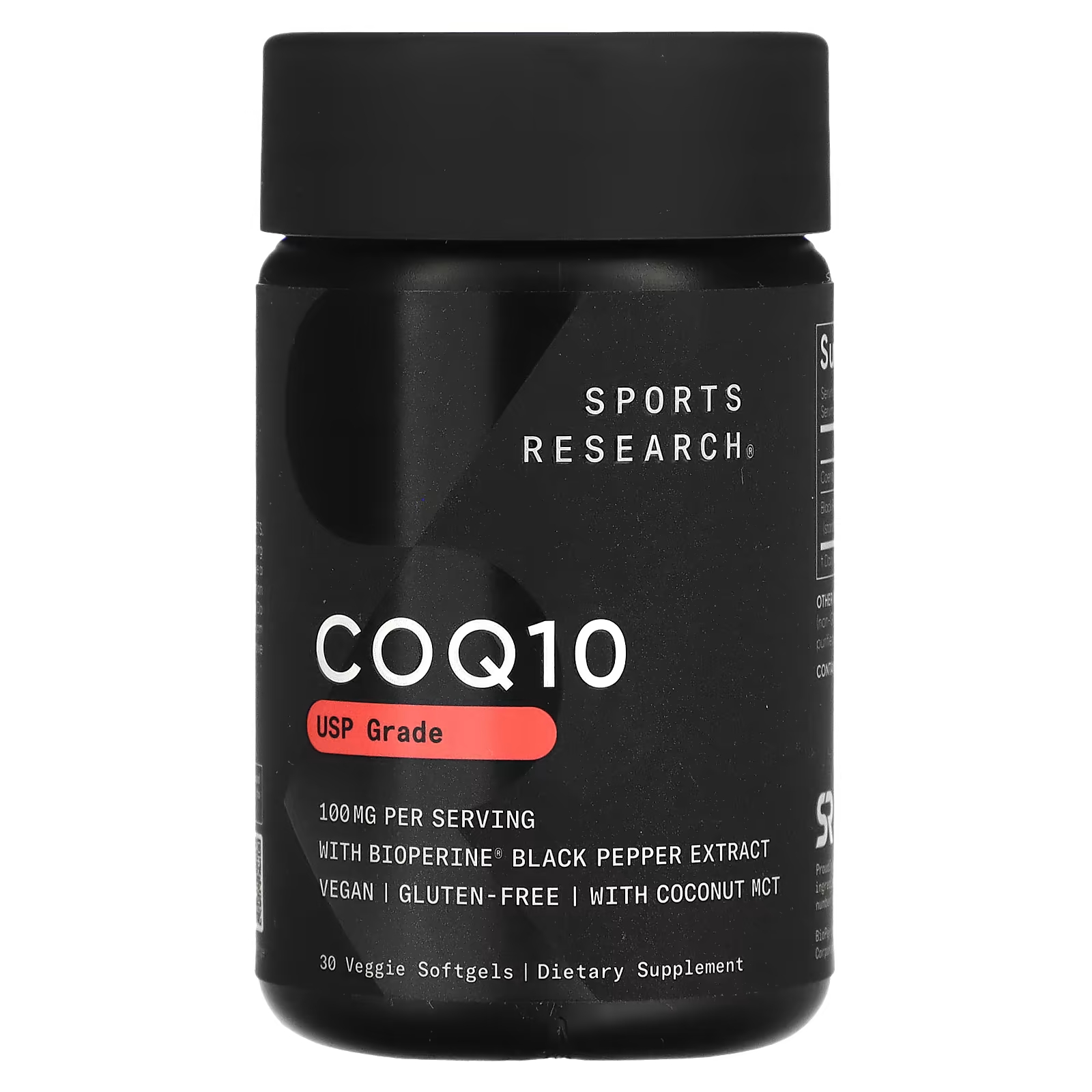 Коэнзим Sports Research Q10 USP с экстрактом BioPerine 100 мг, 30 капсул sports research sweet sweat предтренировочный комплекс с кокосовым вкусом 13 5 унций 383 г